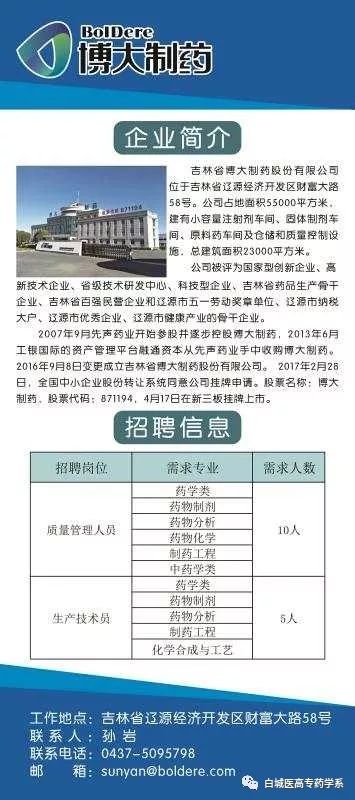 顺义林河药厂最新招聘启事